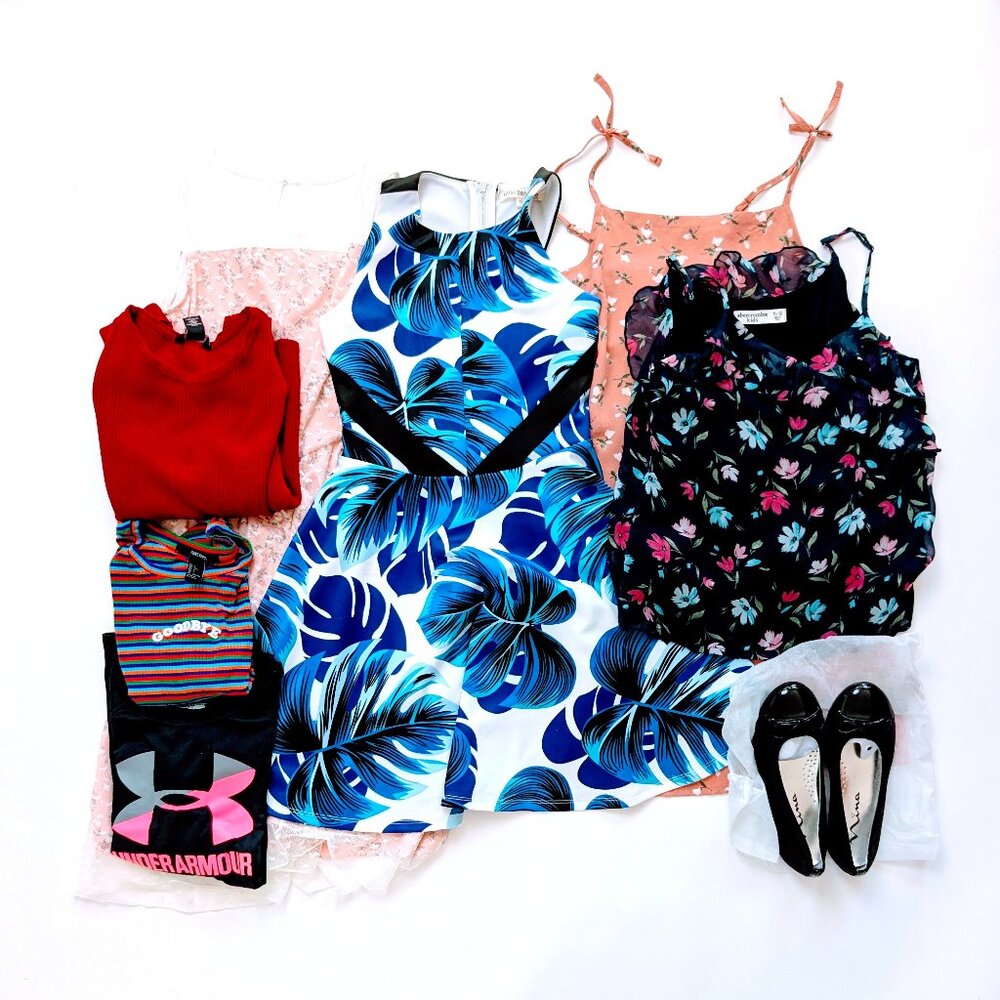 Bundle of Girl's Dresses &  Tops Size: 10-12